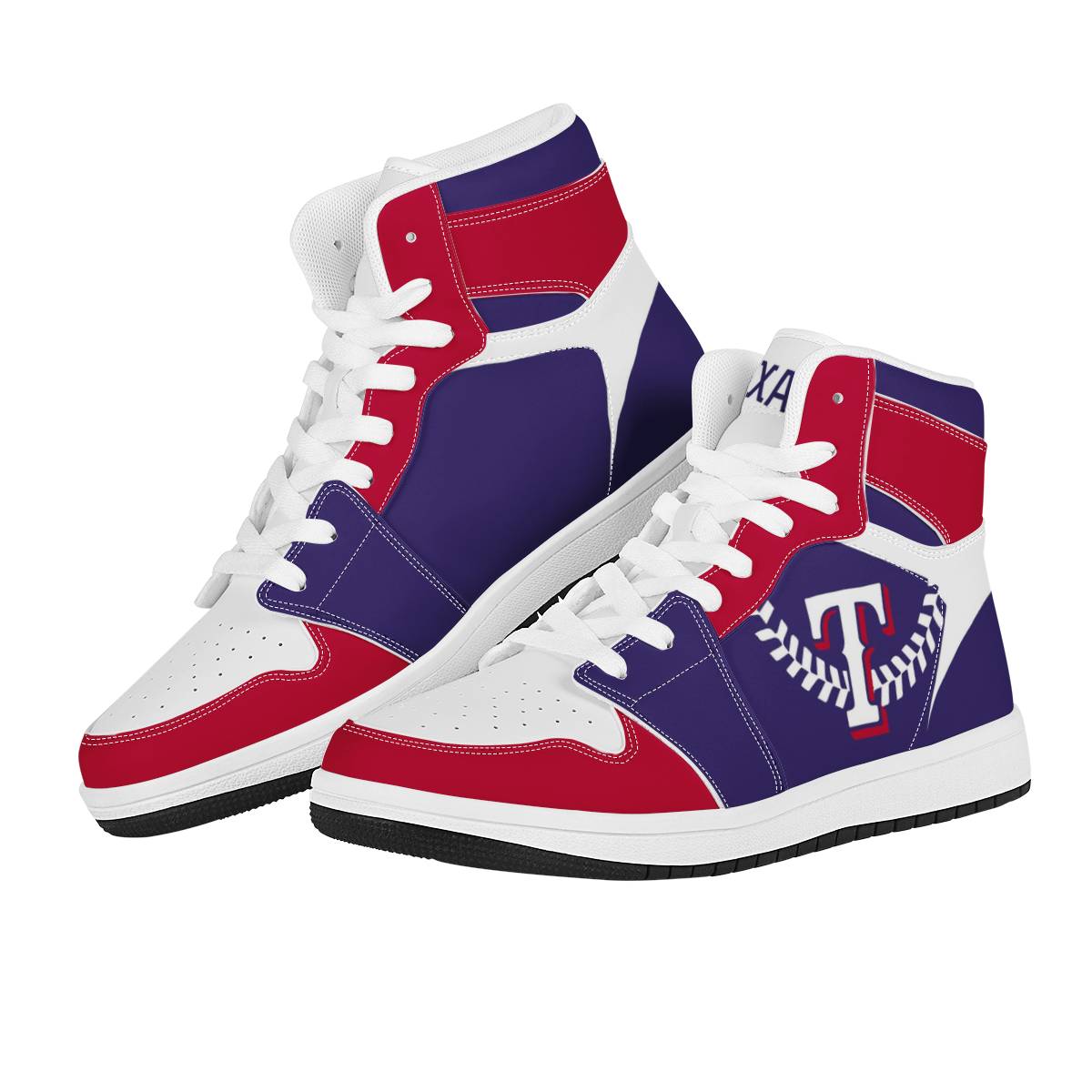 Women's Texas Rangers High Top Leather AJ1 Sneakers 001